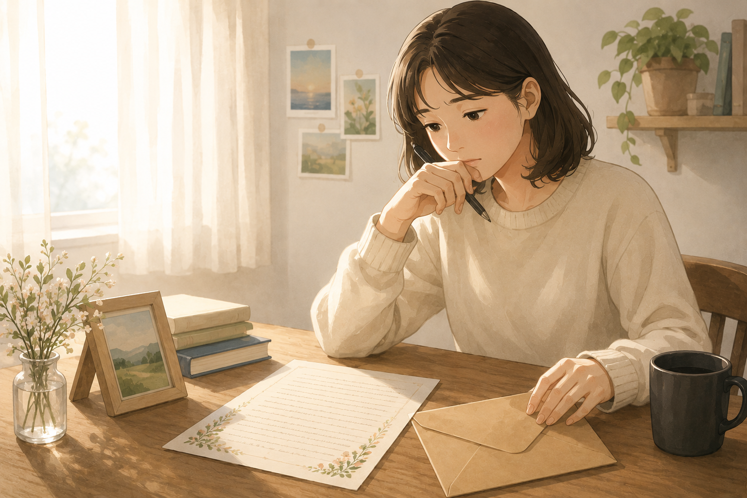 편지 고민하는 여자.png 편지 고민하는 여자.png